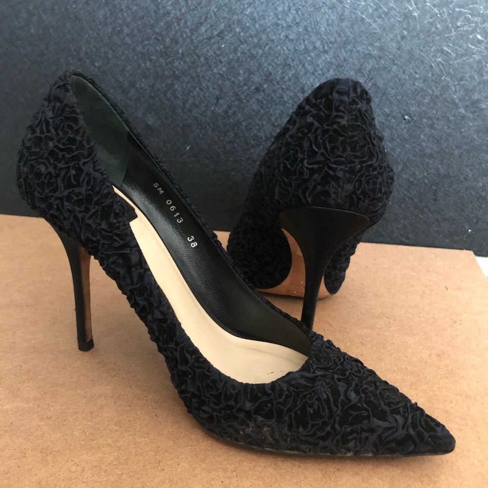 Christian Dior Navy Ruched Pointy Pumps 38